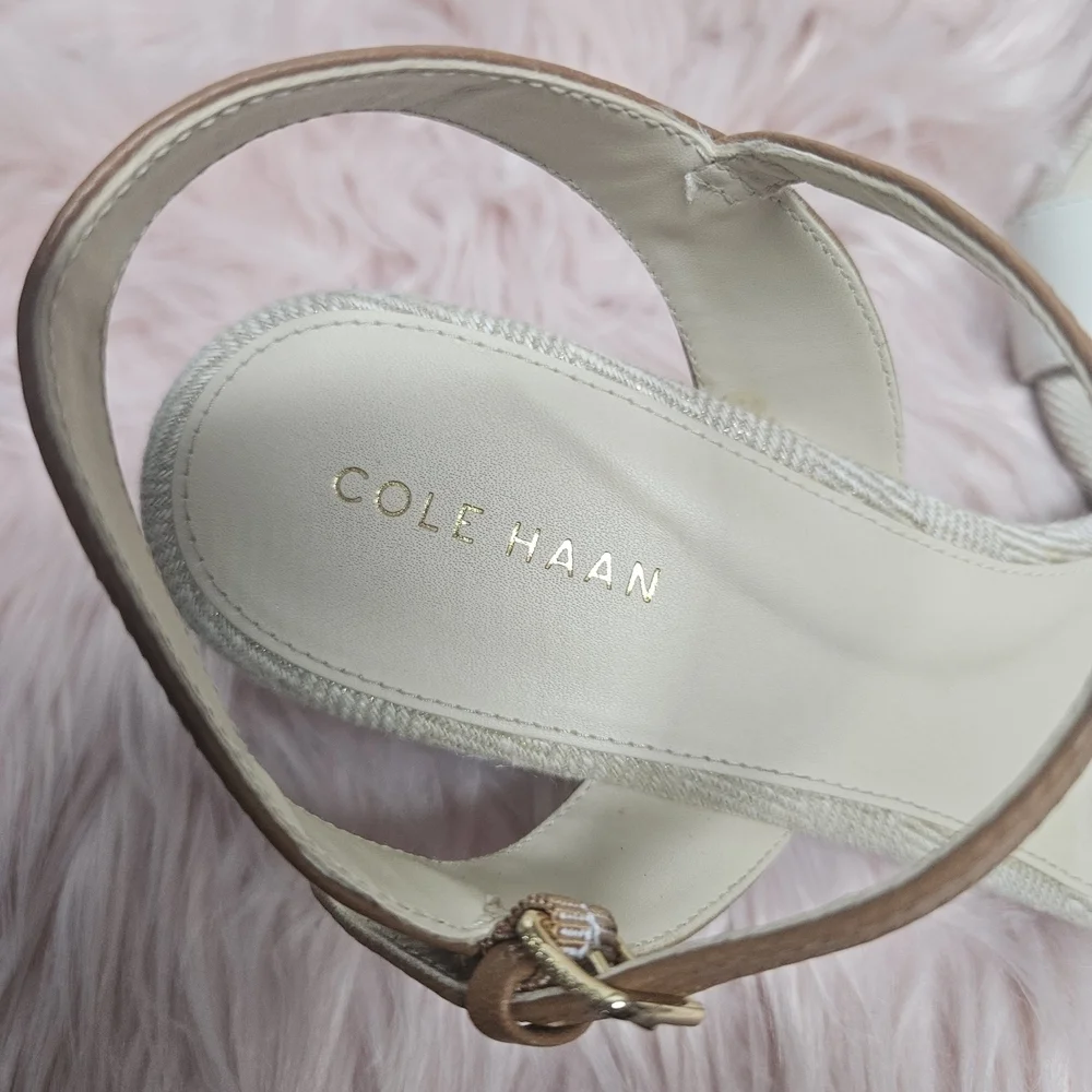 Elegant White and Tan Women's Sandals